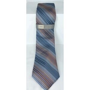 Joseph Abboud Mens Necktie Gray Blue 100% Silk Striped Tie 3.5" Wide